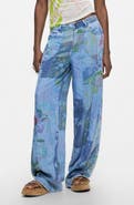Desigual Mixed Print Denim Pants