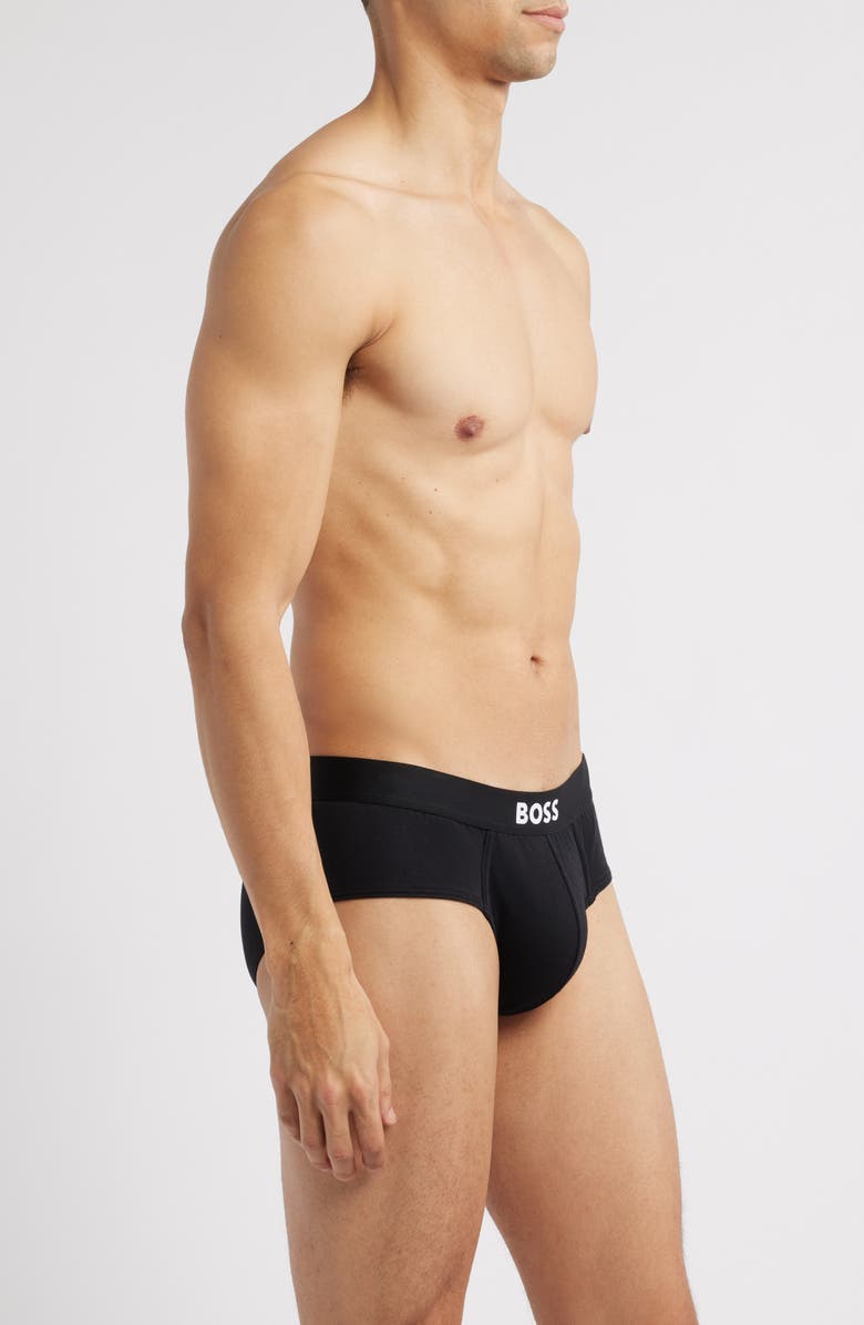 BOSS 3-Pack ONE Stretch Cotton Briefs, Alternate, color, Black