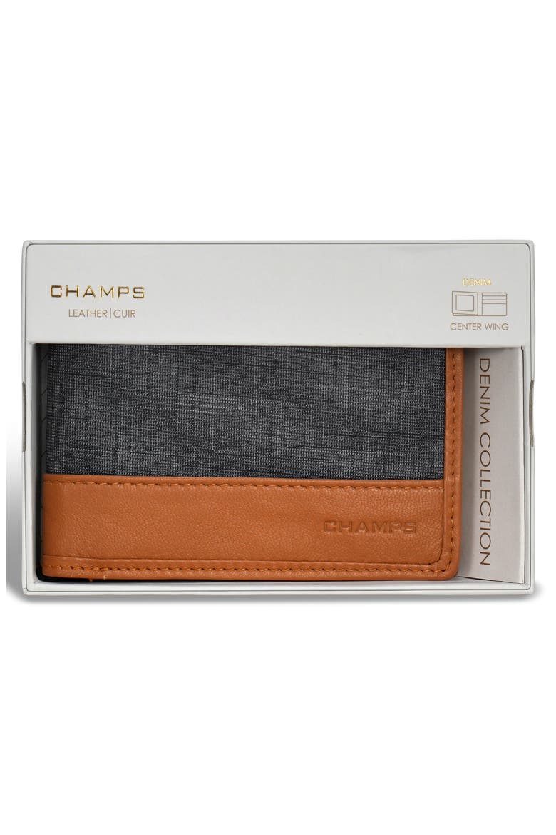 Denim Center Wing Bifold Wallet, Alternate, color, TAN/ BLACK