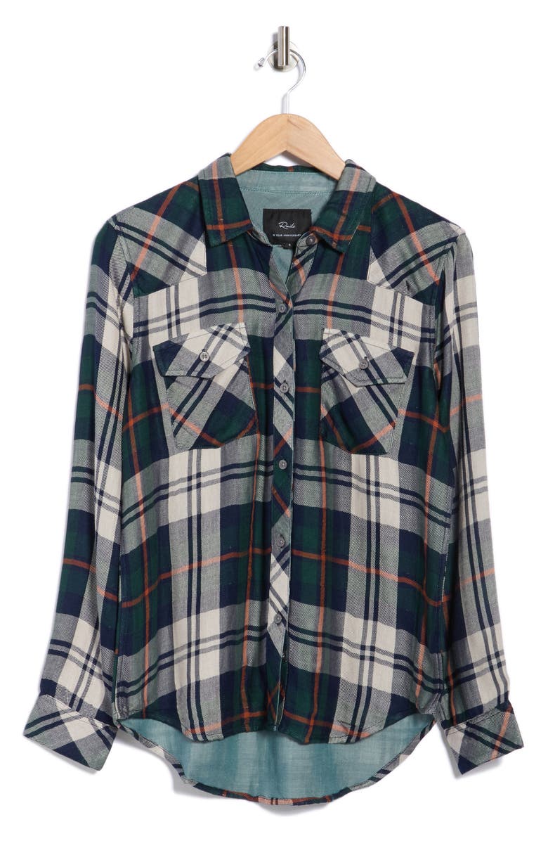 Rails Kendra Plaid Button-Up Shirt, Alternate, color, Forest Navy Stone