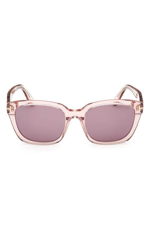 Tom Ford Haylay 53mm Square Sunglasses In Shiny Transparent Powder Rose