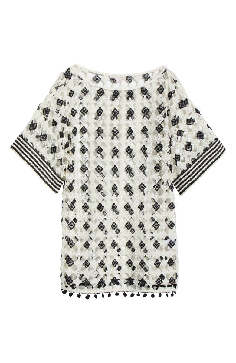 Ramy Brook Betsy Open Stitch Cover-Up Dress, Main, color, Black/ Sandstone Crochet