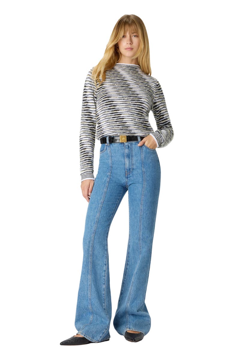 Missoni Mock Neck Sweater With Flame Pattern, Main, color, Black & Grey