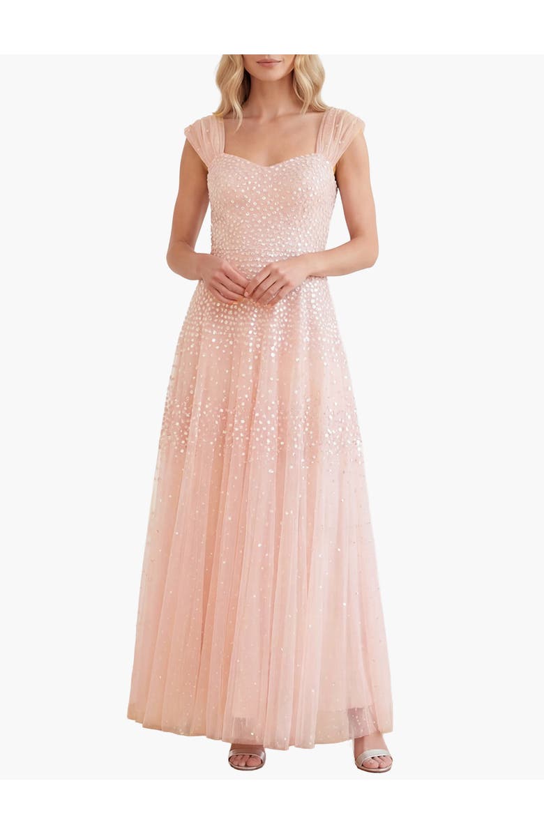 Needle & Thread Sunrise Sequin Sweetheart Ankle Gown, Main, color, Opal