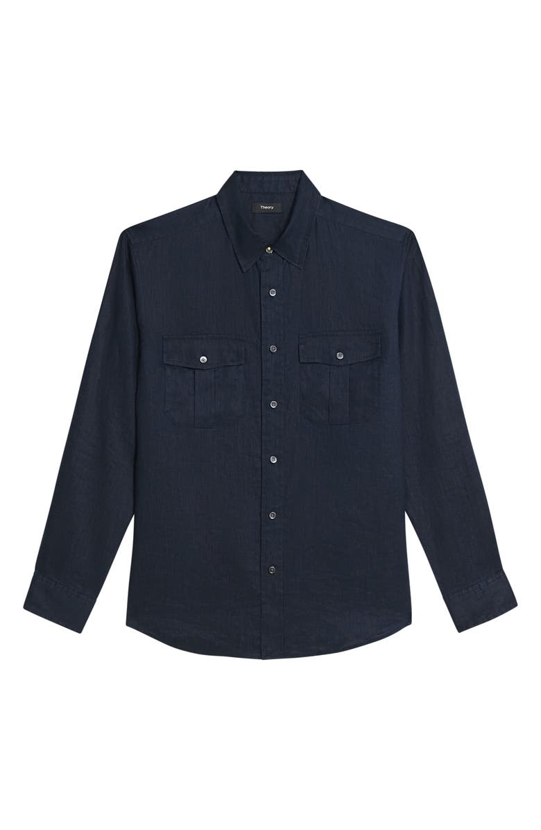 Theory Military LS.Relaxed Linen Button-Up Shirt, Alternate, color, Baltic