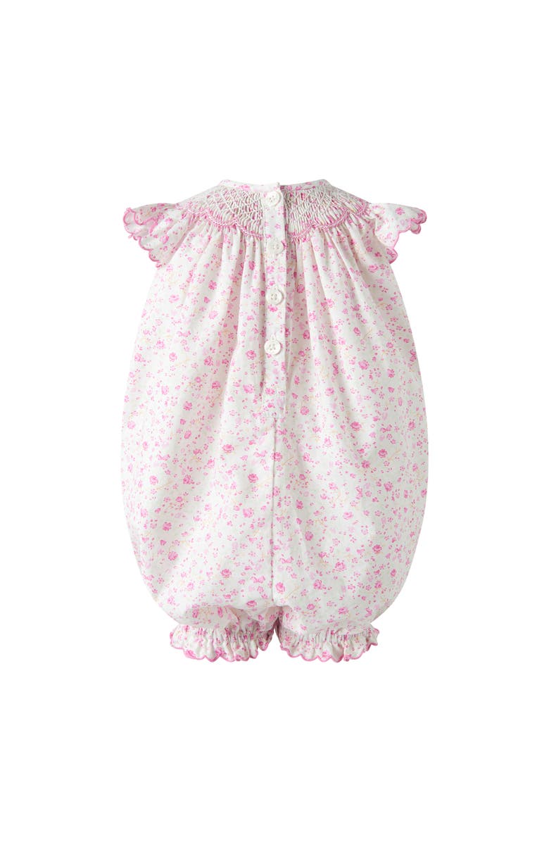 Rachel Riley Floral Smocked Babysuit, Alternate, color, Pink