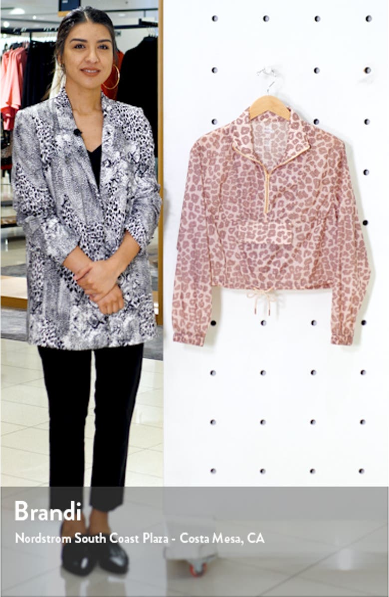 Leopard Print Sheer Half Zip Pullover, sales video thumbnail