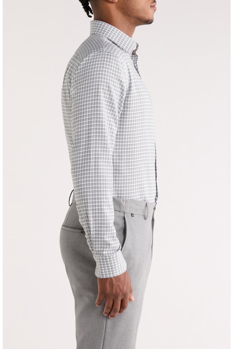 Trim Fit Check Premium Non Iron Cotton Button-Up Shirt, Alternate, color, GREEN PINE RIDGE GRID
