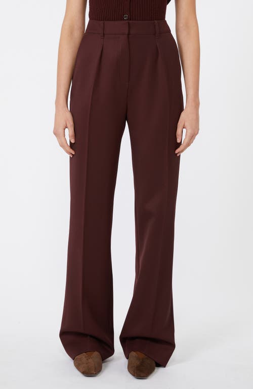 Max Mara Pleated Virgin Wool Twill Pants In Brown