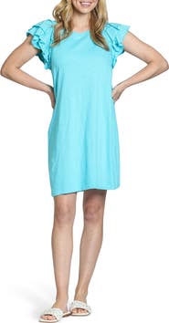 APNY Double Ruffle Sleeve Cotton Minidress