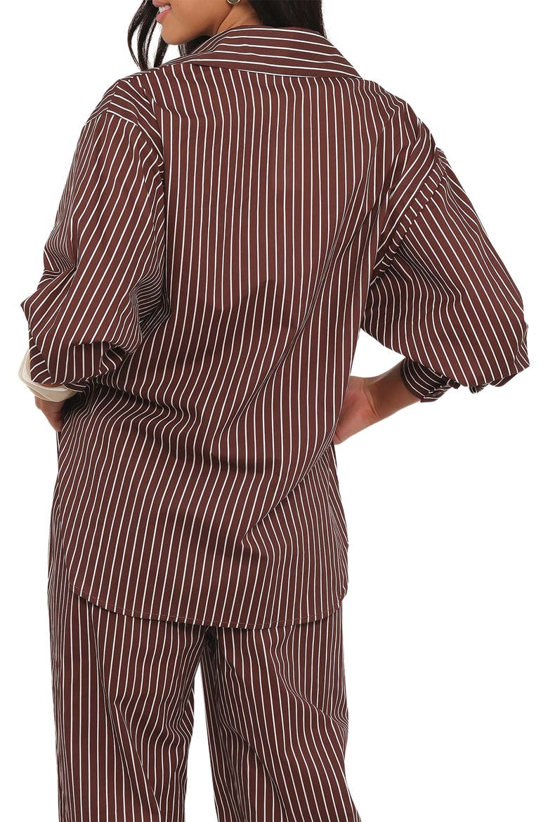 Darya Stripe Oversize Cotton Button-Up Shirt, Alternate, color, CHOCOLATE STRIPE