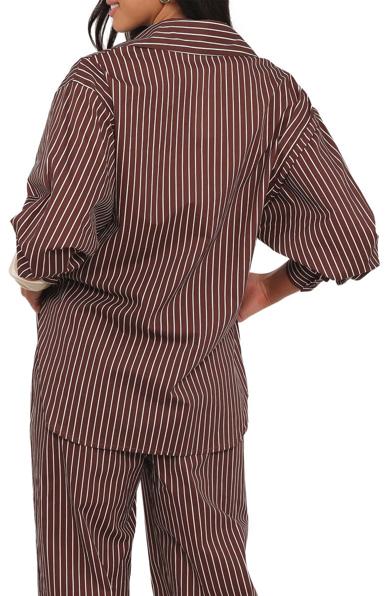 Petal & Pup Darya Stripe Oversize Cotton Button-Up Shirt, Alternate, color, Chocolate Stripe