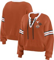 WEAR by Erin Andrews Women's WEAR by Erin Andrews Texas Orange Texas Longhorns Lace-Up Pullover Sweater