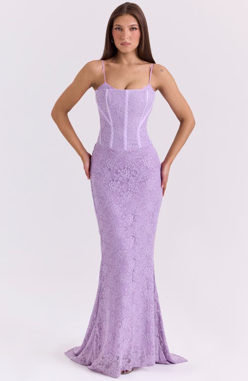 Shop House Of Cb Antonina Mermaid Gown In Sheer Lilac