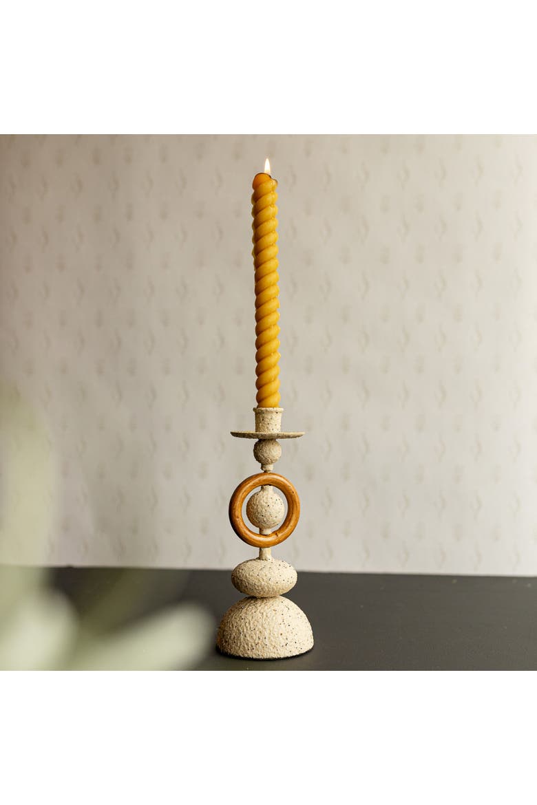 Textured Metal Stack Taper Holder Tan, Alternate, color, Beige