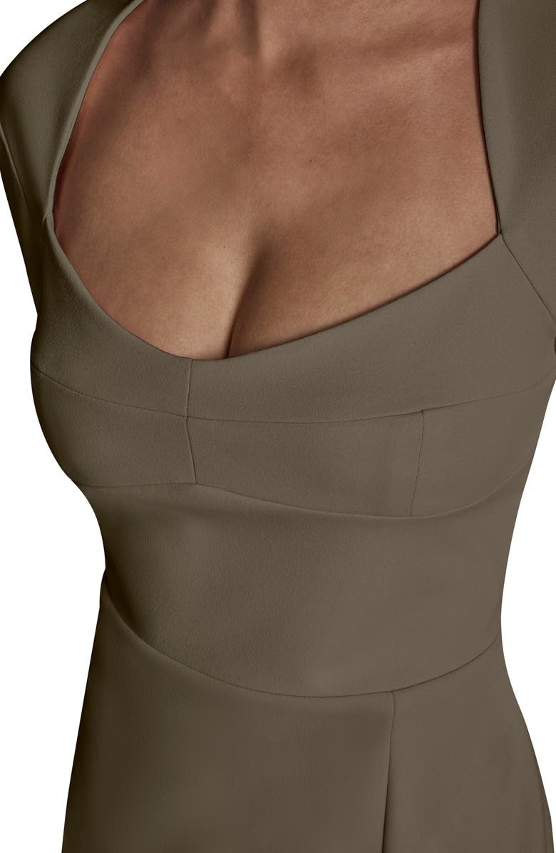 BCBG Long Sleeve Belted Crepe Sheath Dress, Alternate, color, Moss