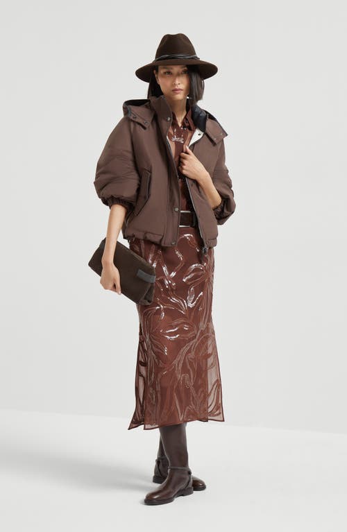Brunello Cucinelli Women Skirt With Dazzling Floral Embroidery In Burgundy
