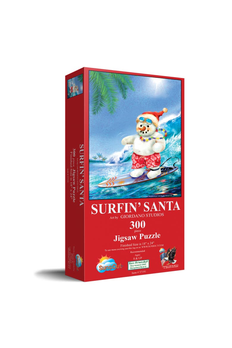 Surfin' Santa 300 piece Jigsaw Puzzle for Adults, Main, color, Multicolor