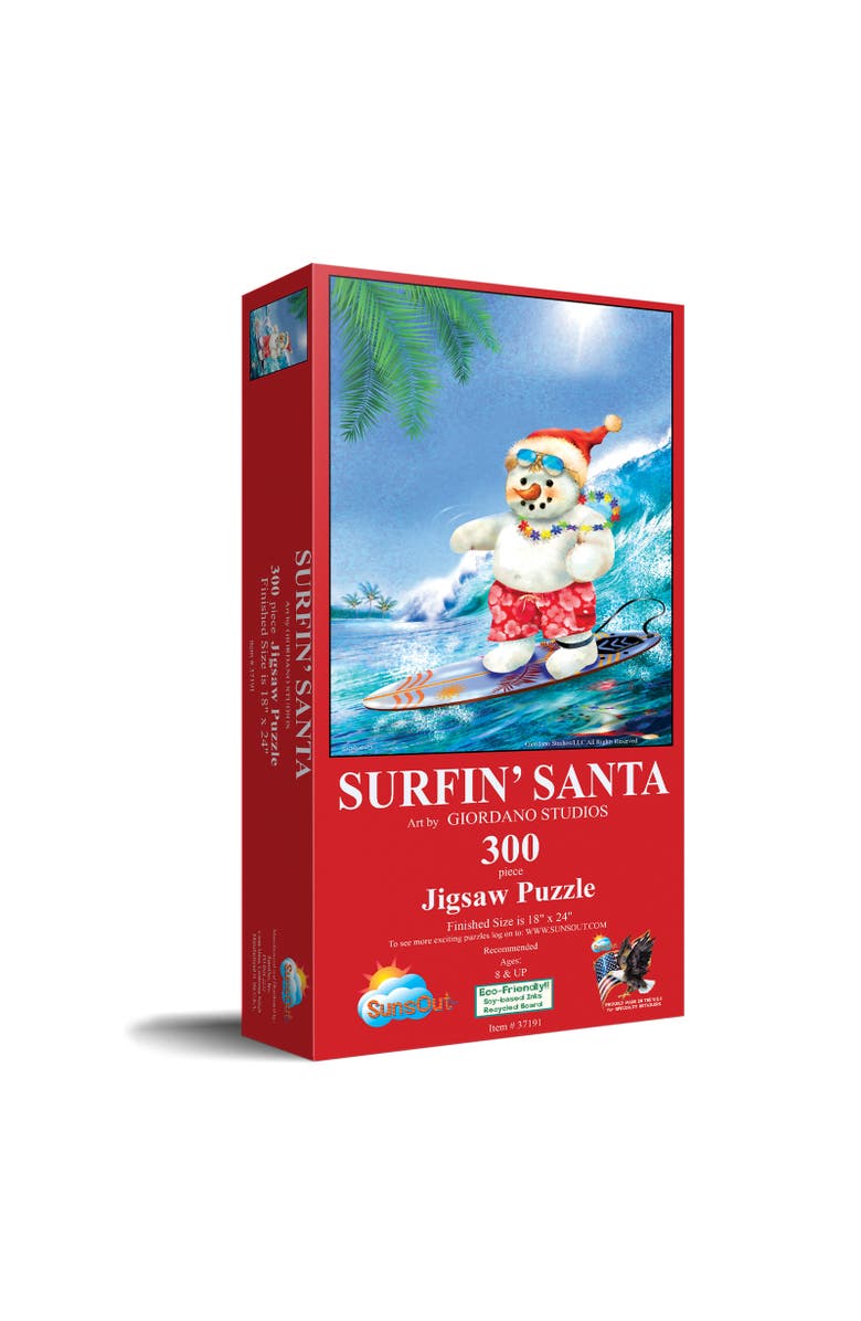 Sunsout Surfin' Santa 300 piece Jigsaw Puzzle for Adults, Main, color, Multicolor