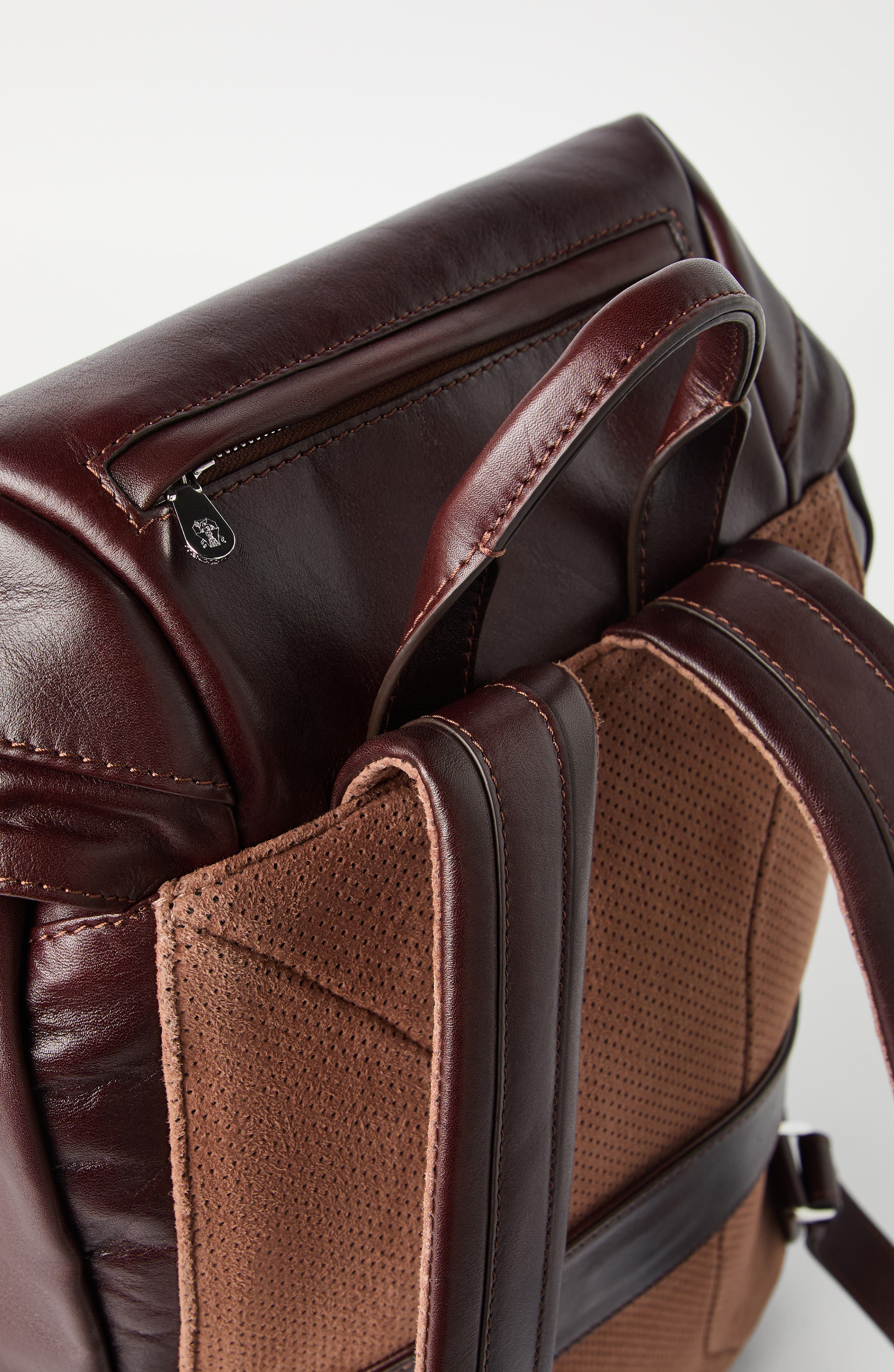 Brunello Cucinelli Calfskin leisure backpack, Alternate, color, Burgundy