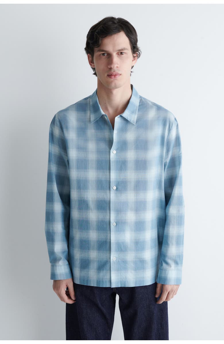COS Checked Cotton Shirt, Main, color, Blue / Checked