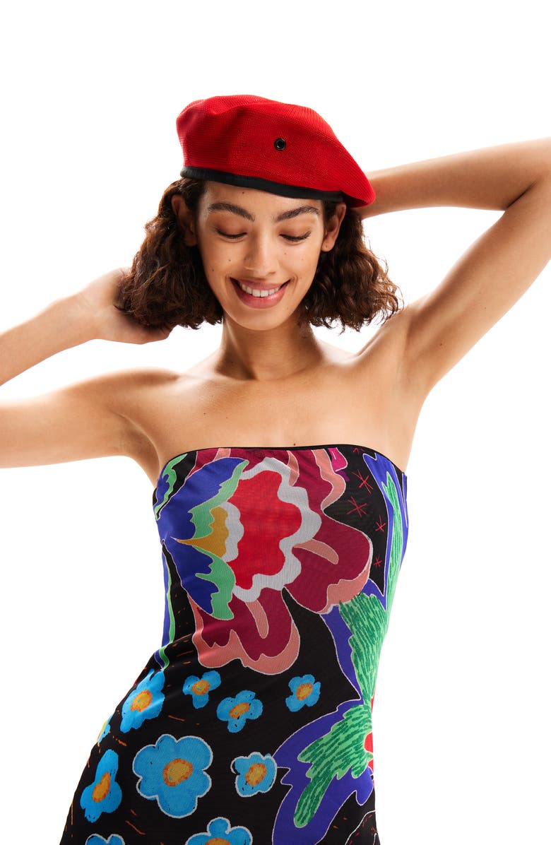 Desigual Jungle Design Bandeau Midi Dress, Alternate, color, Black