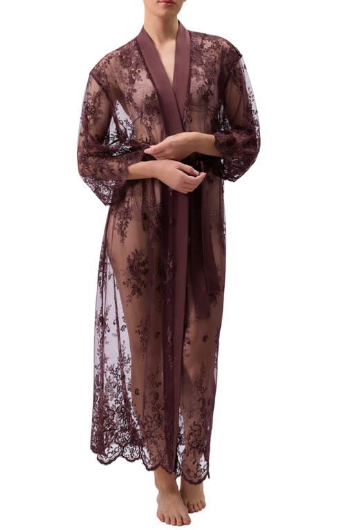 Rya Collection Darling Sheer Lace Robe In Brown