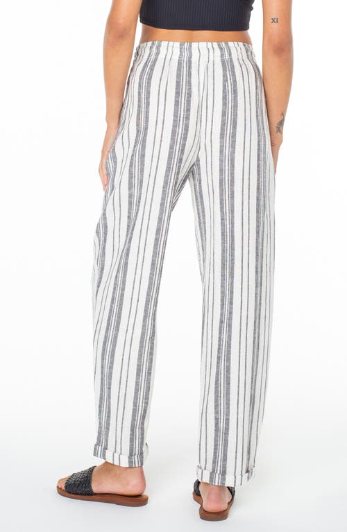Roxy Kapena Stripe Linen Blend Drawstring Pants In White