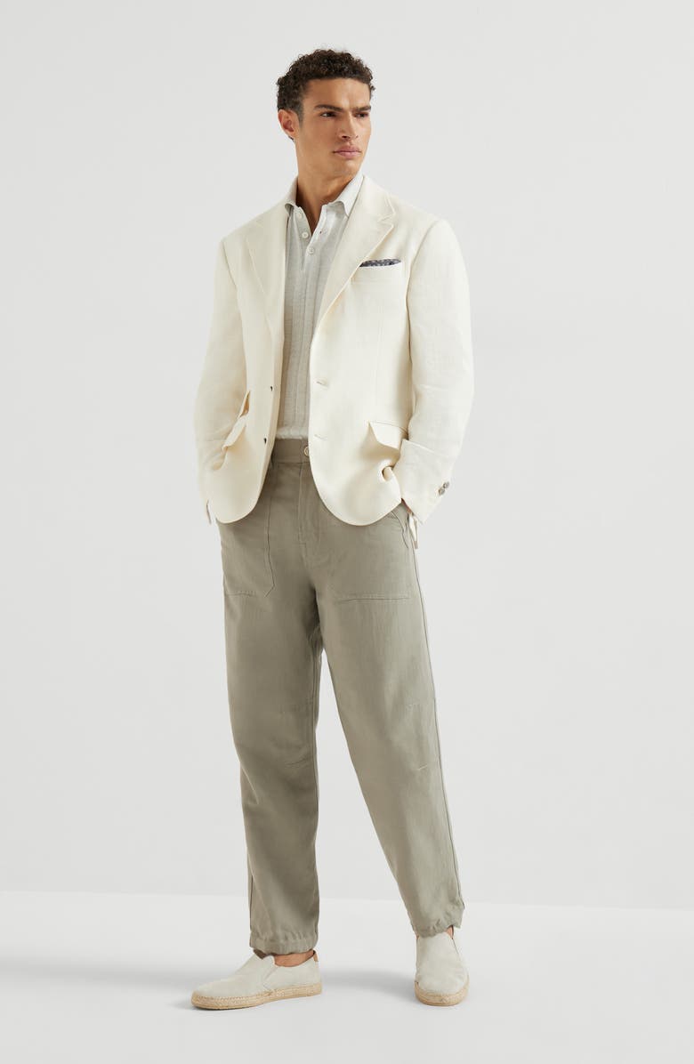 Brunello Cucinelli Jacquard knit polo shirt, Alternate, color, Fog