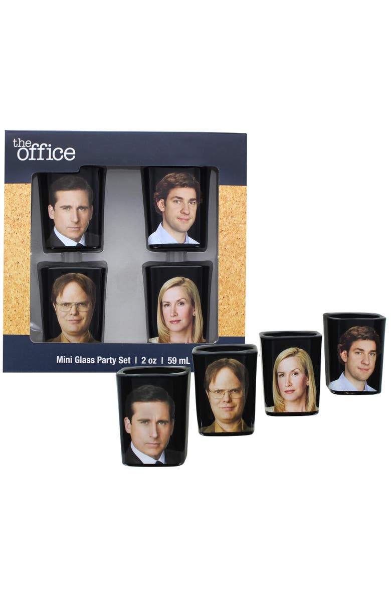 Just Funky The Office Character Shot Glass Drinking Game | 2 Ounce Glasses | Set of 4, Main, color, Black