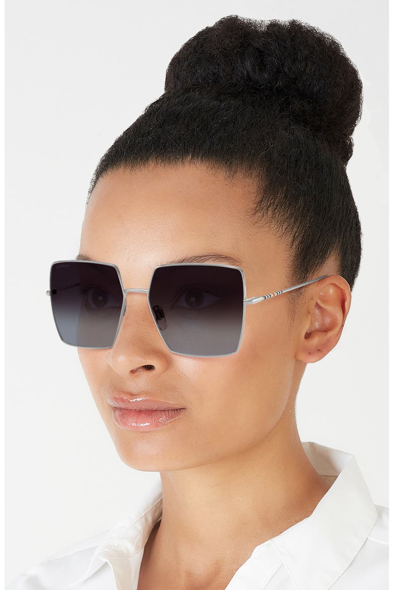 58mm Gradient Square Sunglasses, Alternate, color, SILVER/GREY GRADIENT