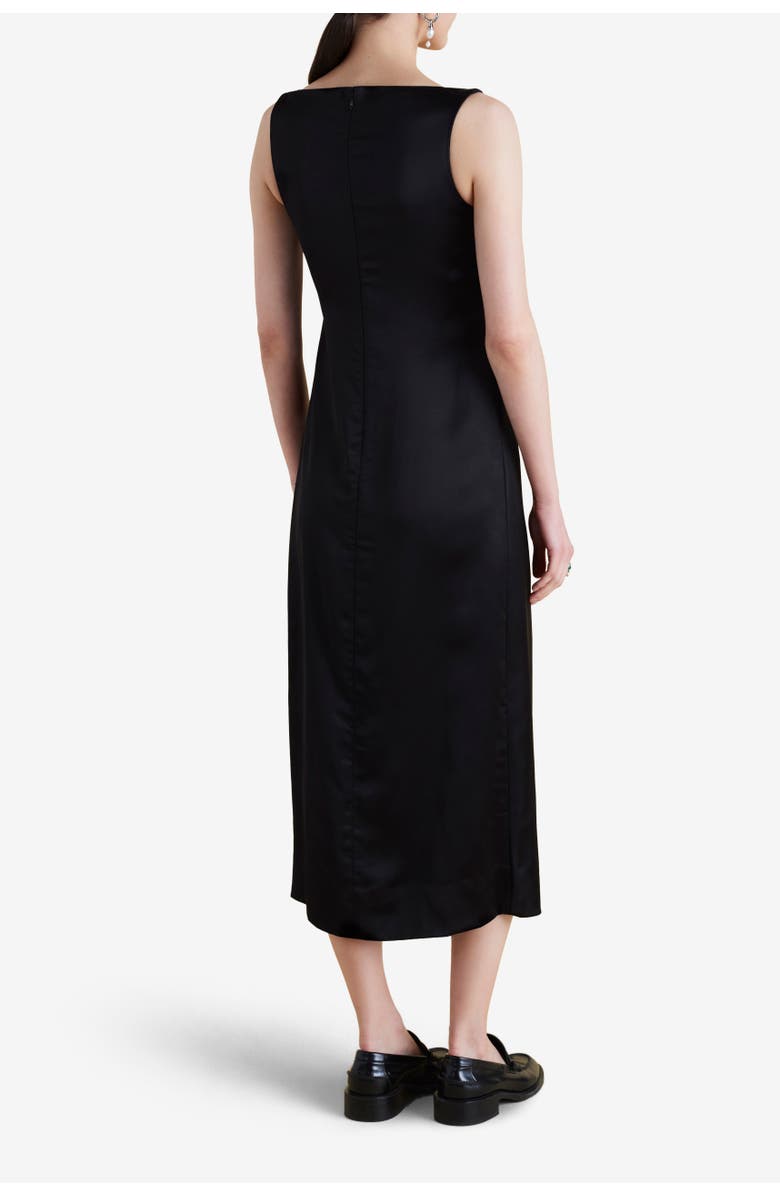 Marina Moscone Satin V-Neck Twist Dress, Alternate, color, Black