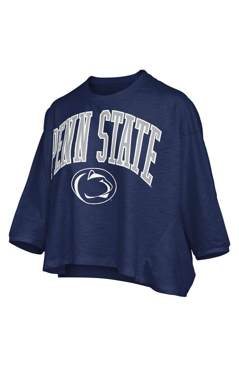 PRESSBOX Women's Pressbox  Navy Penn State Nittany Lions Midi Arch Over Logo Oversized T-Shirt, Alternate, color, Navy
