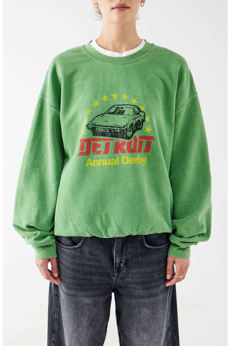 Detroit Cotton Blend Graphic Sweatshirt, Main, color, GREEN