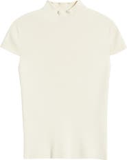 Elie Tahari The Ramona Rib Mock Neck Top