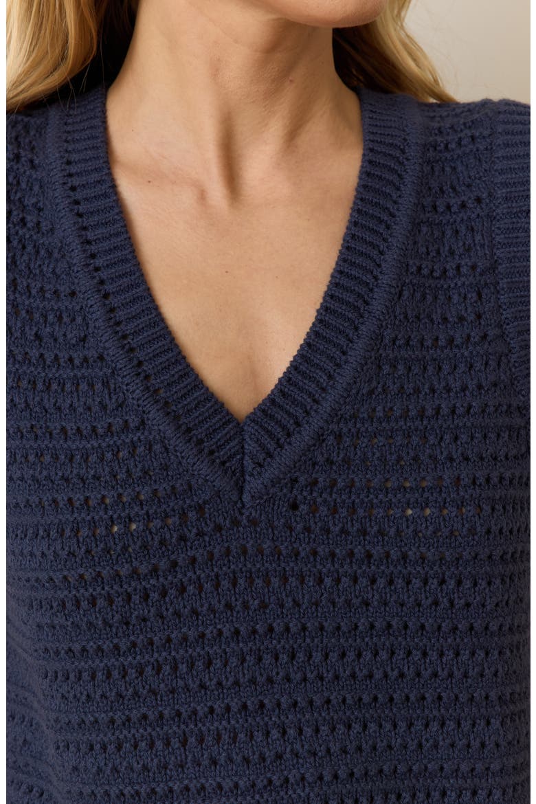 Crochet V-Neck Sweater Vest, Alternate, color, NAVY