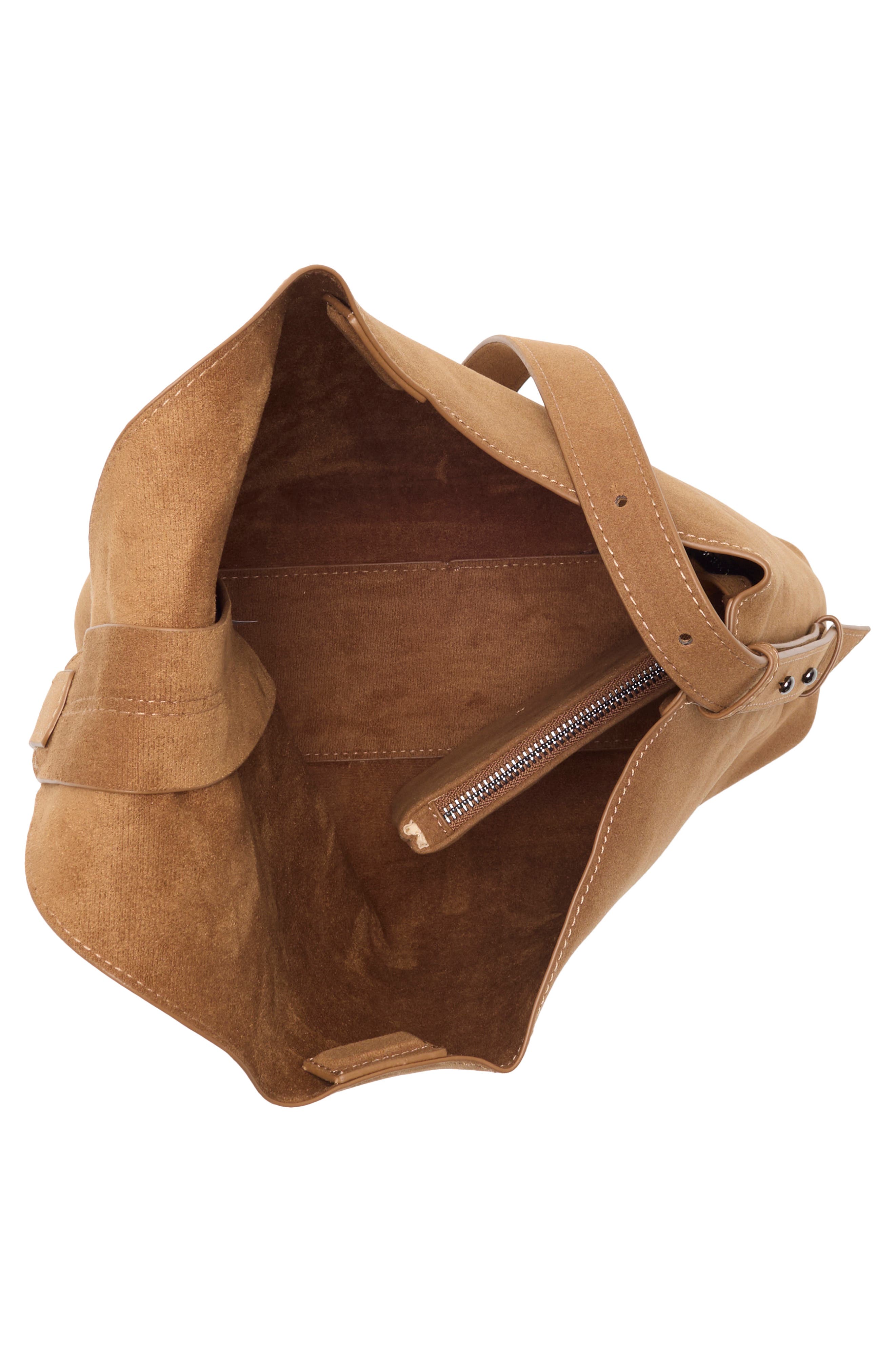 Faux Suede Asymmetric Shoulder Bag, Alternate, color, CARAMEL