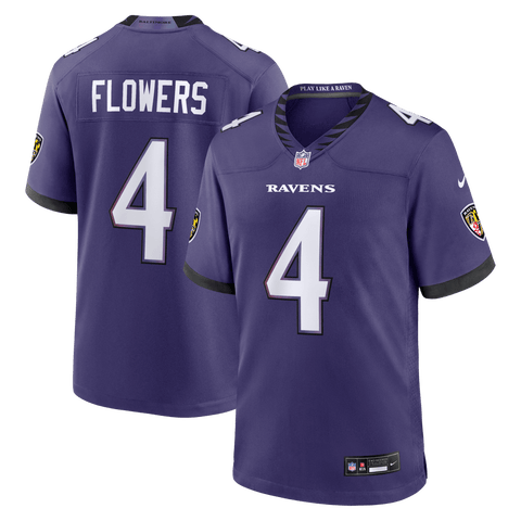 Men's Nike Zay Flowers Purple Baltimore Ravens Team Game Jersey