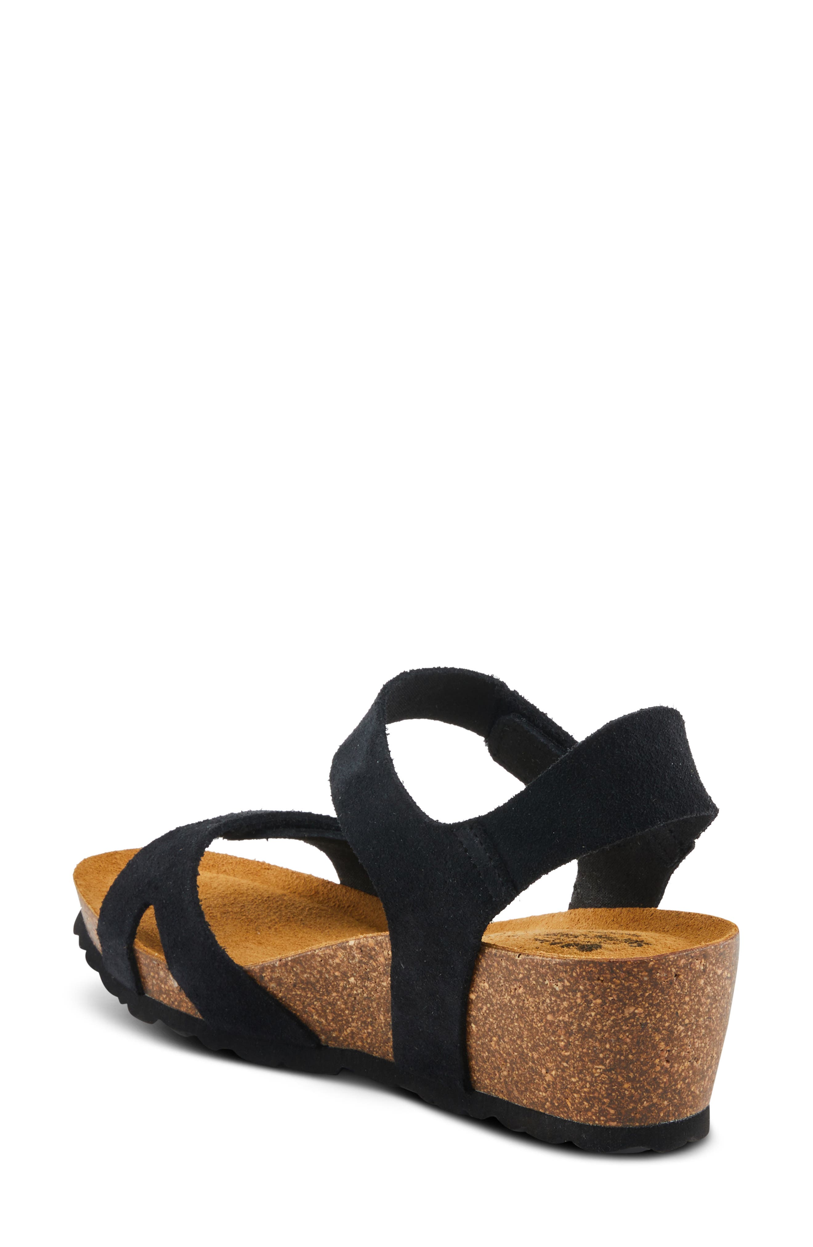 Spring Step Babybell Wedge Sandal, Alternate, color, Black Suede