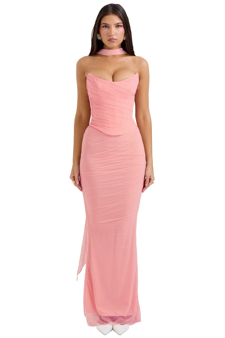 Cassidy Ruched Maxi Skirt, Alternate, color, PEACH PEARL