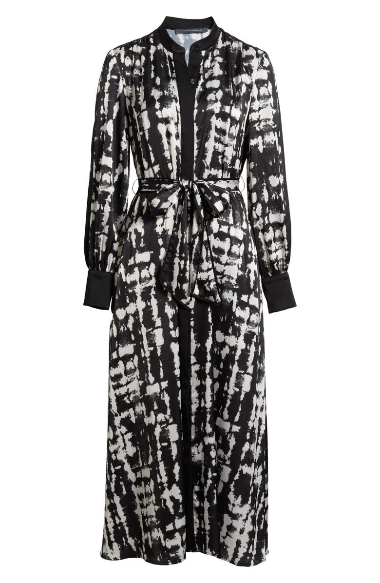 Julia Jordan Print Long Sleeve Shirtdress, Alternate, color, Black White
