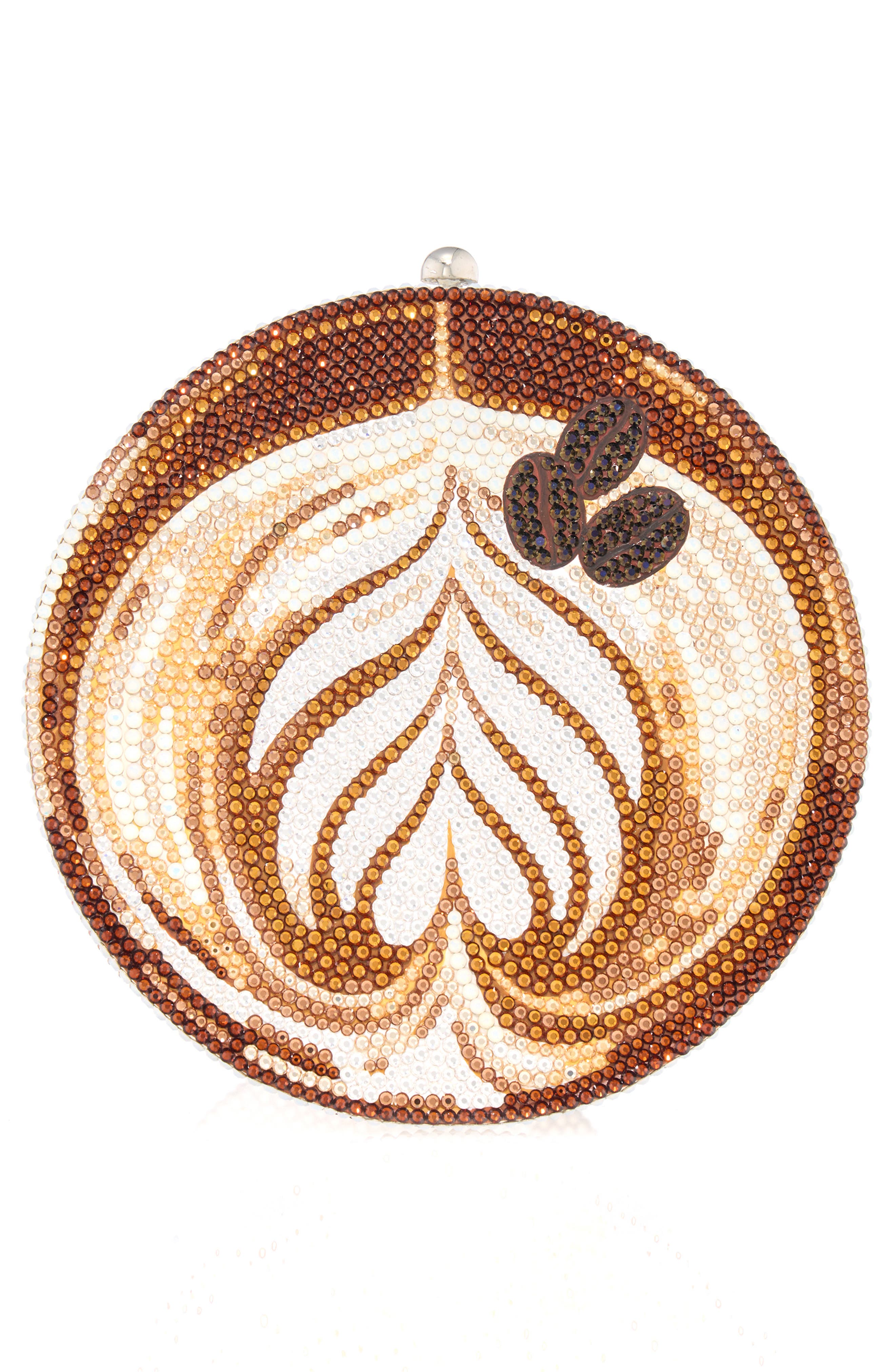 JUDITH LEIBER COUTURE Espresso Martini Crystal Embellished Clutch, Alternate, color, Silver Brown Multi