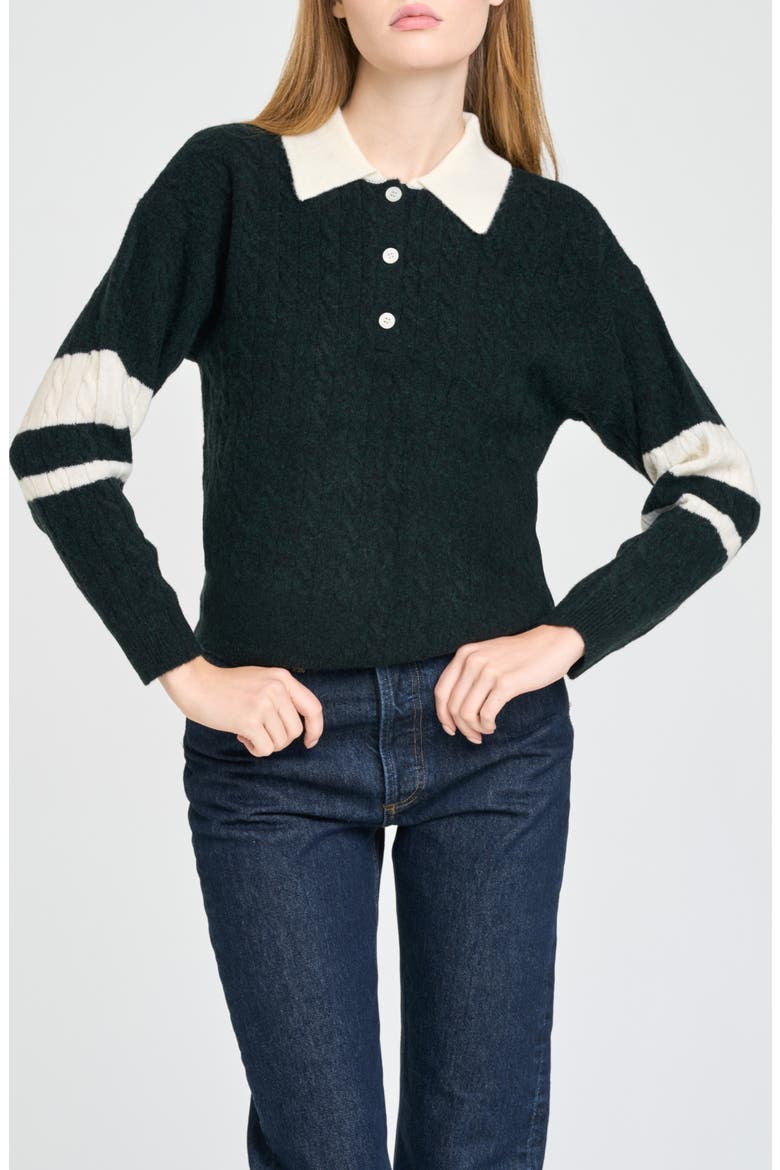 Scout Cable Knit Sweater, Main, color, GREEN/ IVORY