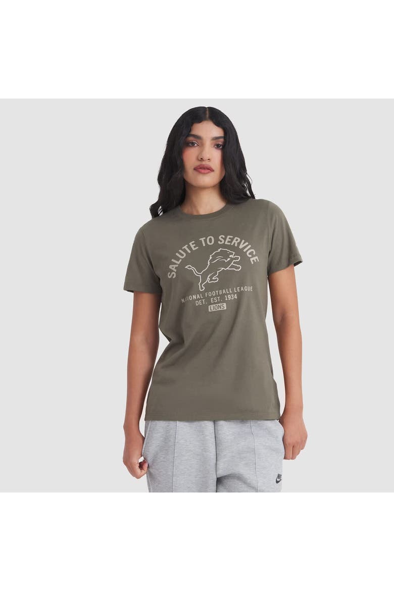 Women's Nike Olive Detroit Lions 2025 Salute to Service Sideline T-Shirt, Main, color, Olive