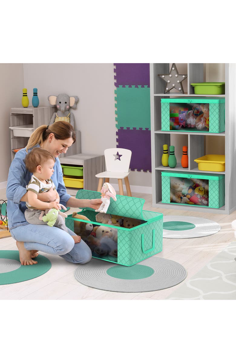 SORBUS 6-Pack Collapsible Zip Storage Bins, Alternate, color, Teal