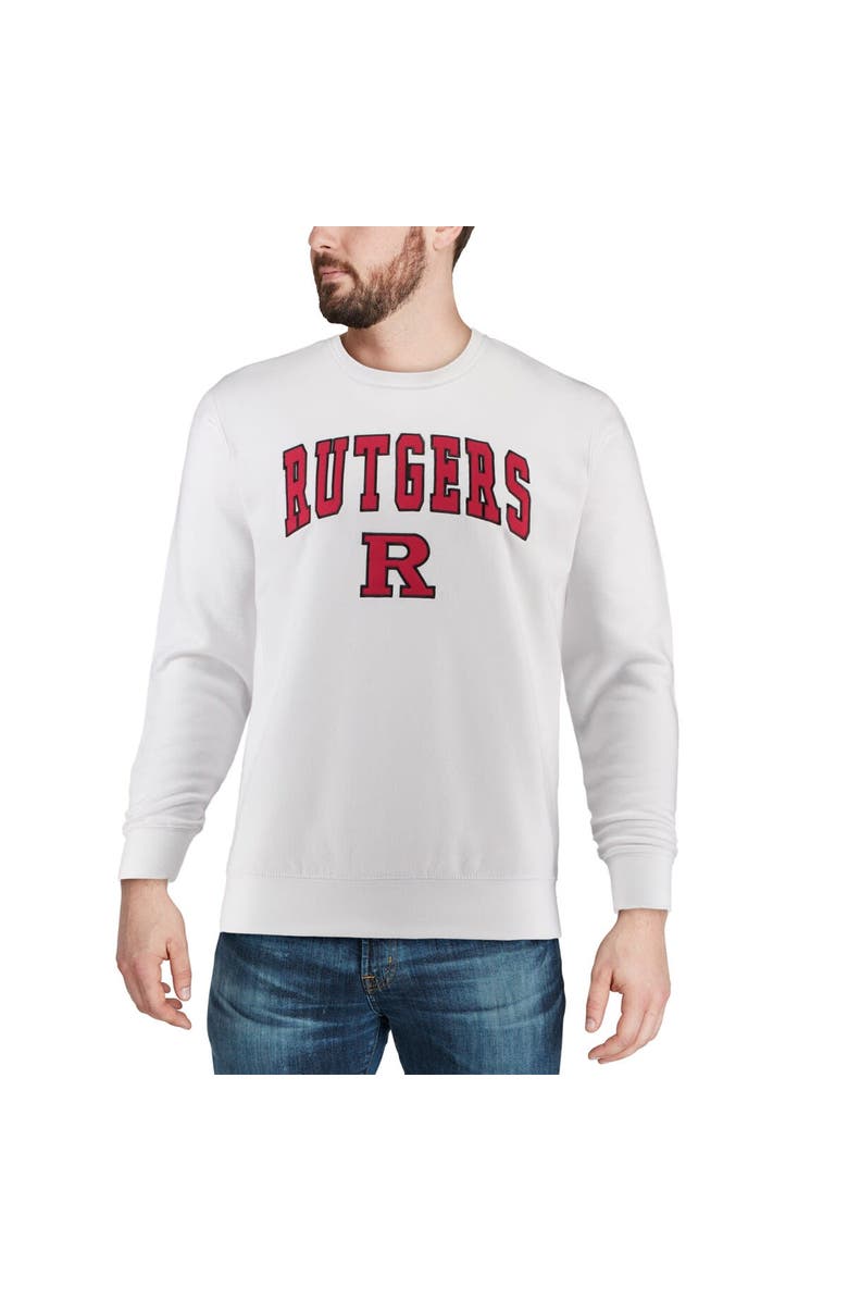 COLOSSEUM Men's Colosseum White Rutgers Scarlet Knights Arch & Logo Crew Neck Sweatshirt, Alternate, color, White