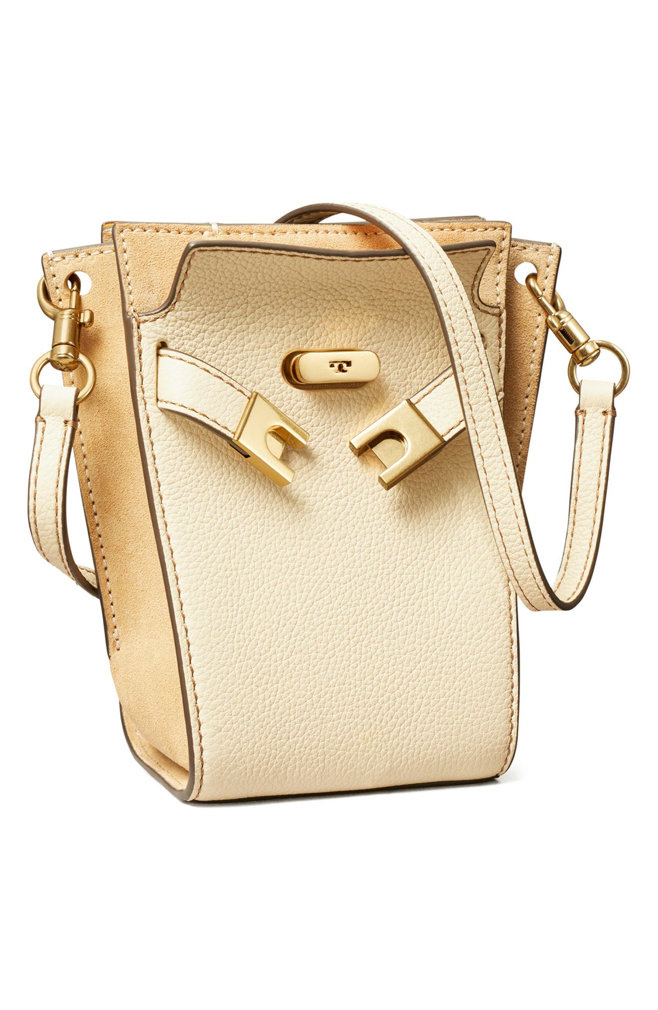 Tory Burch Lee Radziwill Petite Pebble Leather Bucket Bag, Alternate, color, 