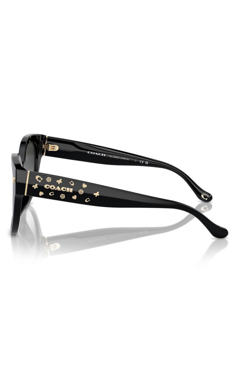 COACH 53mm Gradient Round Sunglasses, Alternate, color, Black