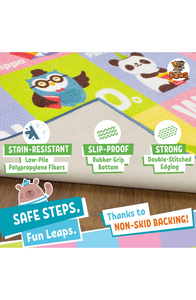 KC Cubs Educational Rug ABC Alphabet Animal, 5x7' Playmat, Alternate, color, Multicolored