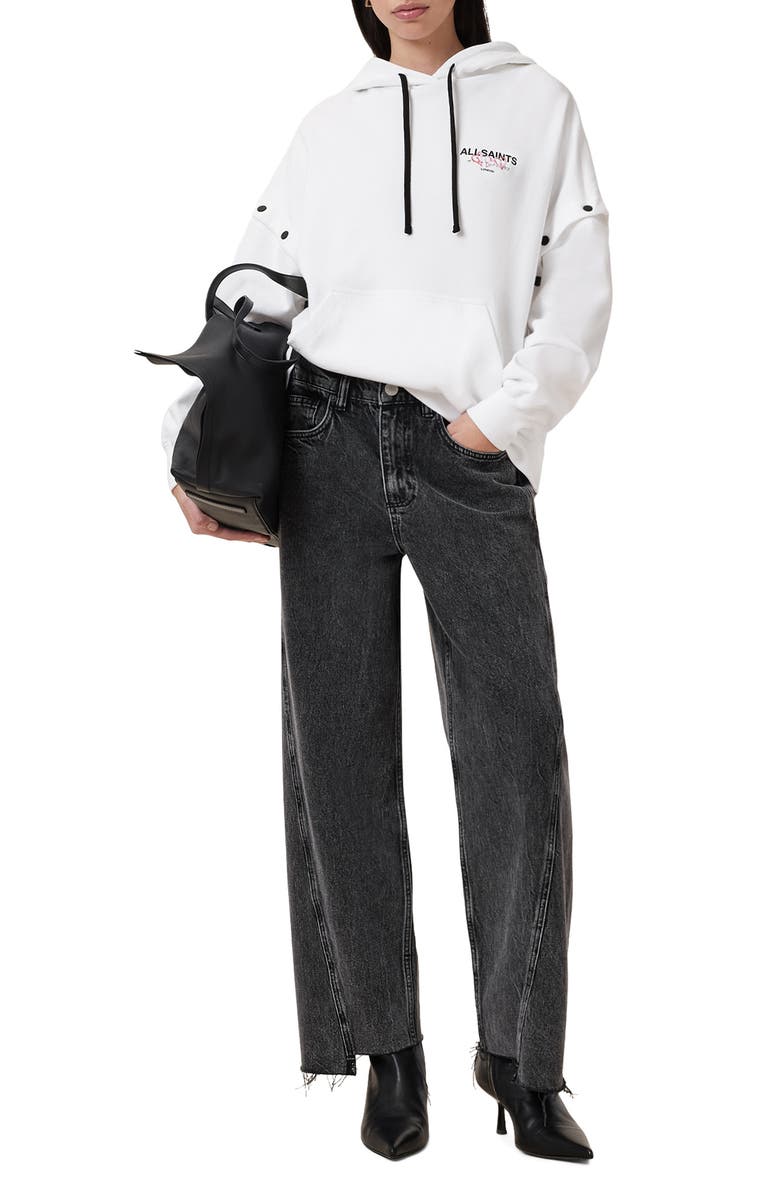 AllSaints Amore Amphie Snap Sleeve Hoodie, Alternate, color, 